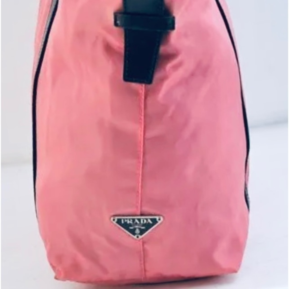 🌸🌸🌸Prada Nylon, Canvas & Leather Salmon Colored Shoulder Tote Bag Purse